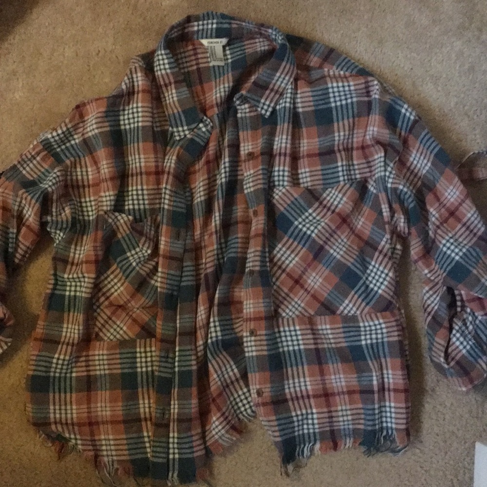 Forever 21 distressed flannel